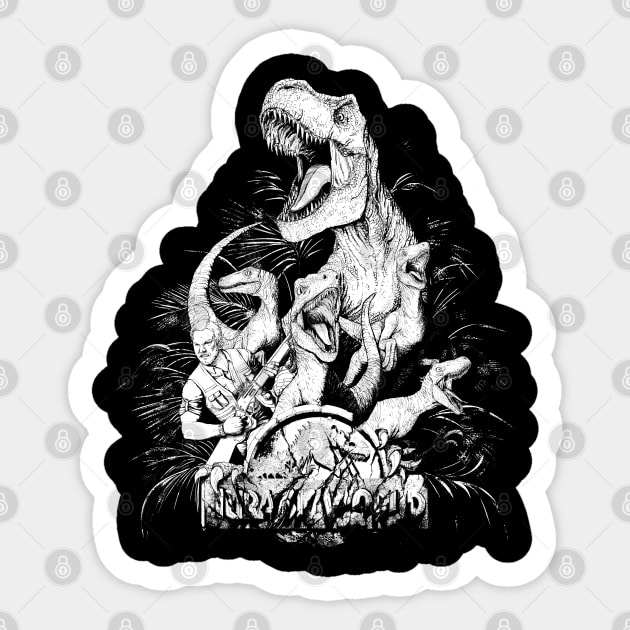 Jurassic Squad(B/W) Sticker by kowanp